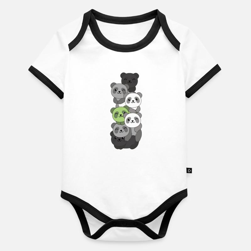 Agender Flag Pride LGBTQ Mignon Panda Bunch Body Bébé bio contrasté manches courtes