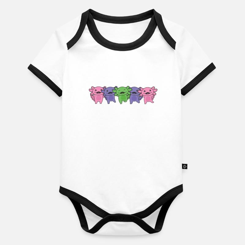 Trigender Flag Pride LGBTQ Axolotl Baby Bio-Kurzarm-Kontrastbody