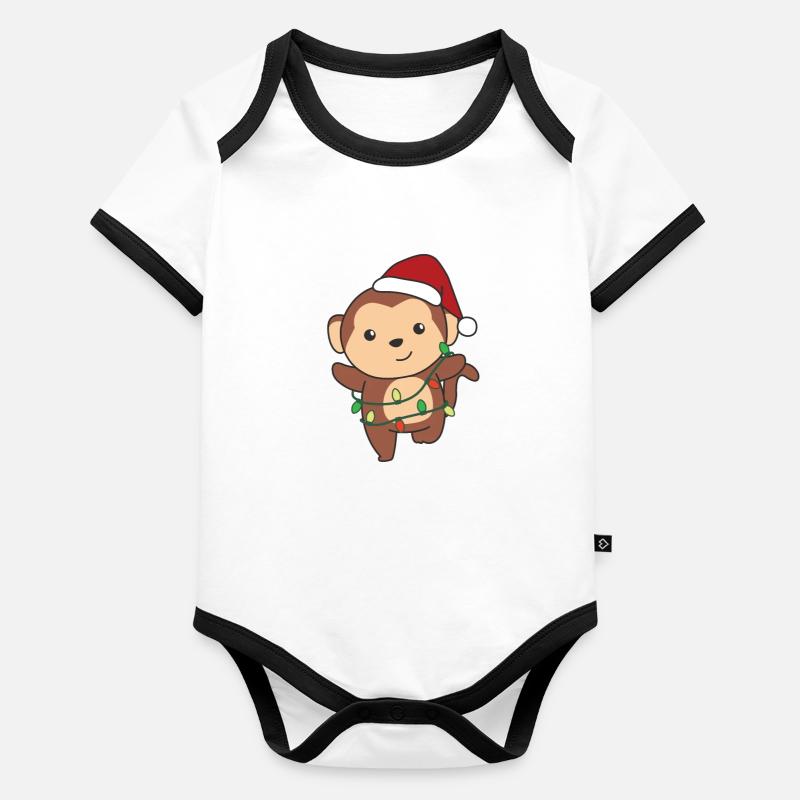 Monkey Christmas Winter Animals Monkeys Organic Baby Contrasting Bodysuit