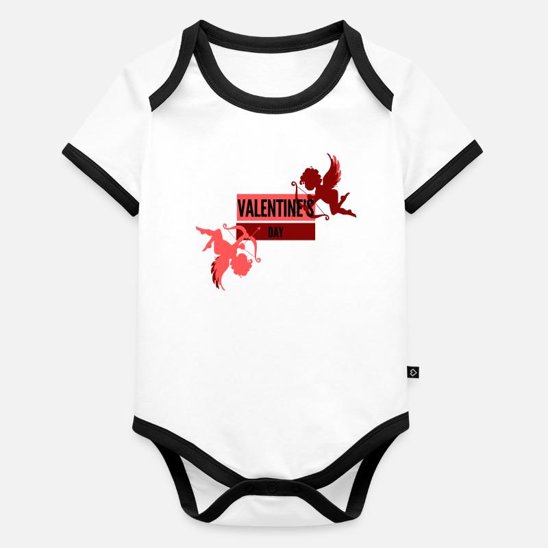 Valentinstag - Amor Baby Bio-Kurzarm-Kontrastbody