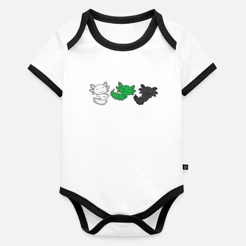 Neutrois Flag Pride LGBTQ Axolotl Baby Bio-Kurzarm-Kontrastbody