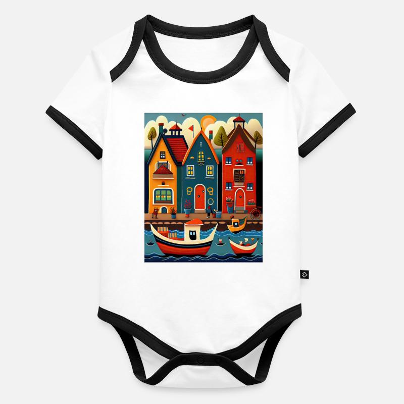 Amsterdam Netherland Art Organic Baby Contrasting Bodysuit
