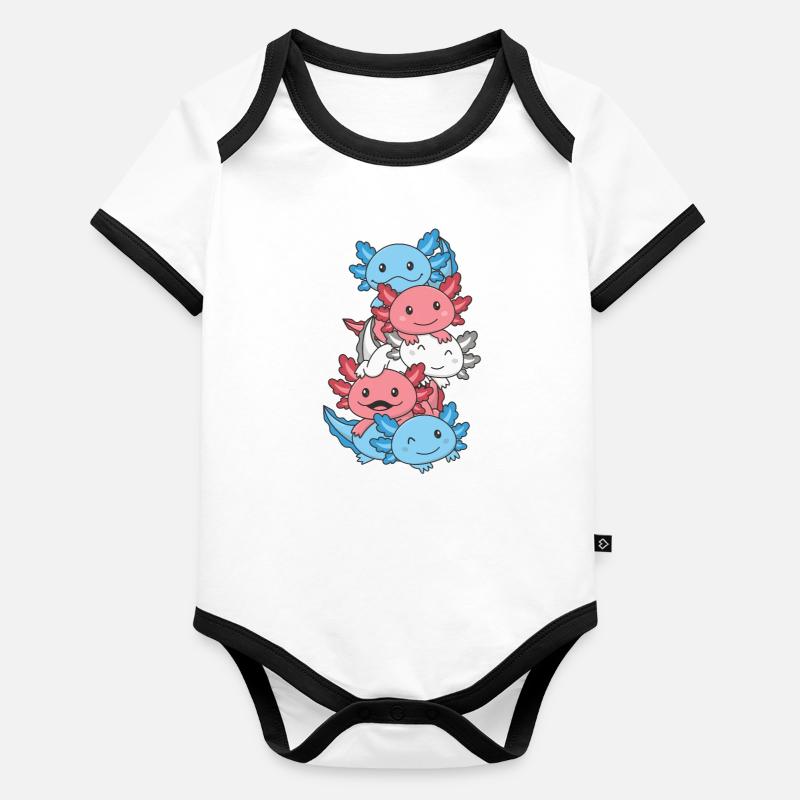 Transgender Flag Pride LGBTQ Mignon Axolotl Stack Body Bébé bio contrasté manches courtes
