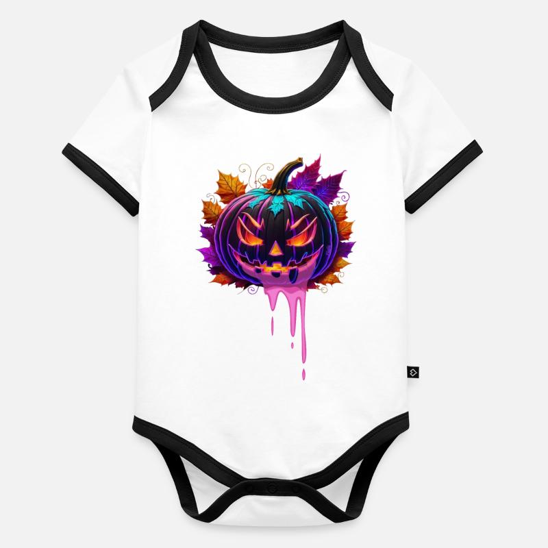 Halloween-Kürbis Baby Bio-Kurzarm-Kontrastbody