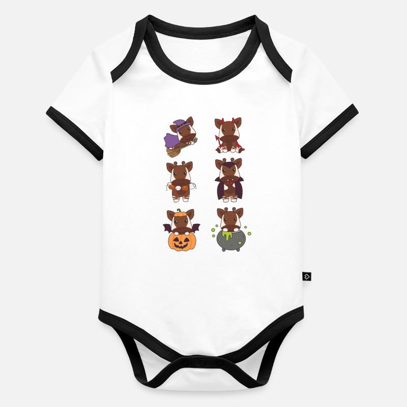 Okapi Halloween Devil Pumpkin Vampier Costume Body Bébé bio contrasté manches courtes