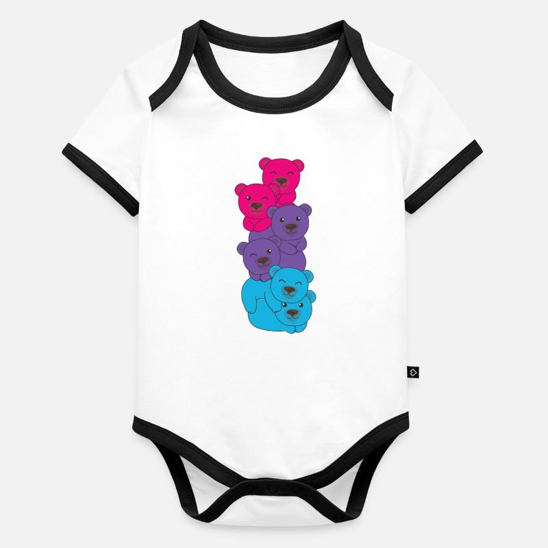 androgyn Flag Pride LGBTQ süße Bär Baby Bio-Kurzarm-Kontrastbody
