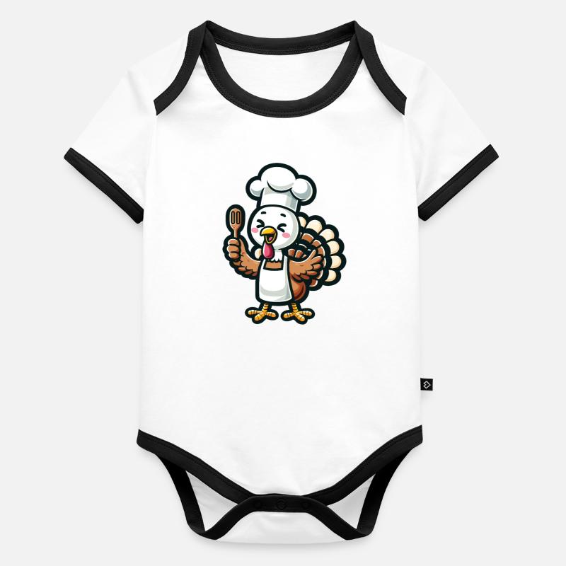 Cuisinier de dinde de Thanksgiving Body Bébé bio contrasté manches courtes