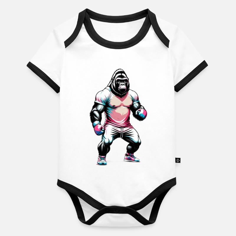 Boxen Gorilla Boxershorts Baby Bio-Kurzarm-Kontrastbody