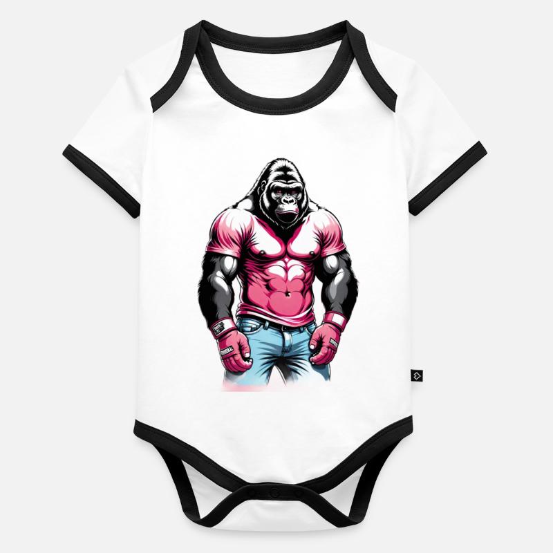 Gorilla Boxer Boxing Organic Baby Contrasting Bodysuit