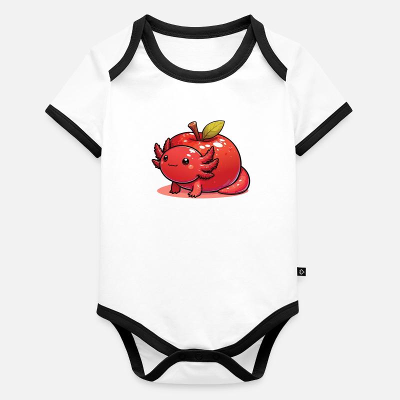 Apple kawaii axolotl fruit cute axolotls Organic Baby Contrasting Bodysuit