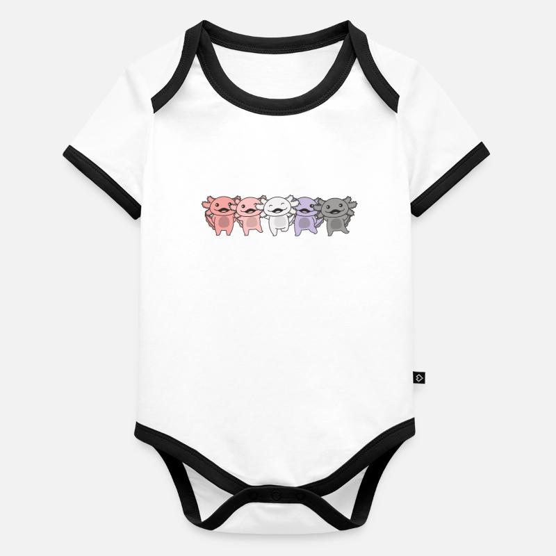 Cupioromantic Drapeau Pride LGBTQ Axolotl Body Bébé bio contrasté manches courtes
