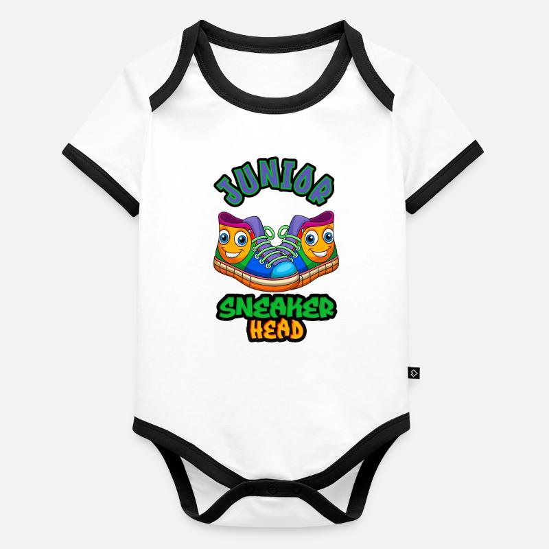 Junior Sneaker Kopf Baby Bio-Kurzarm-Kontrastbody