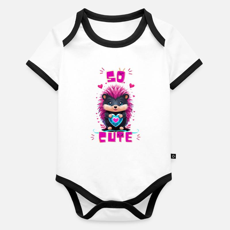 Hérisson cœur bleu - So cute Body Bébé bio contrasté manches courtes