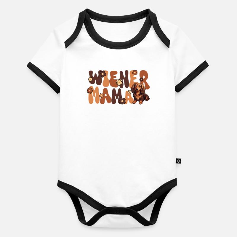 Maman viennoise groovy teckel Body Bébé bio contrasté manches courtes