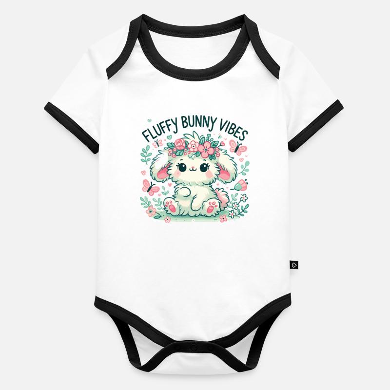 Fluffy Bunny Vibes – Cute Easter Bunny Shirt Organic Baby Contrasting Bodysuit