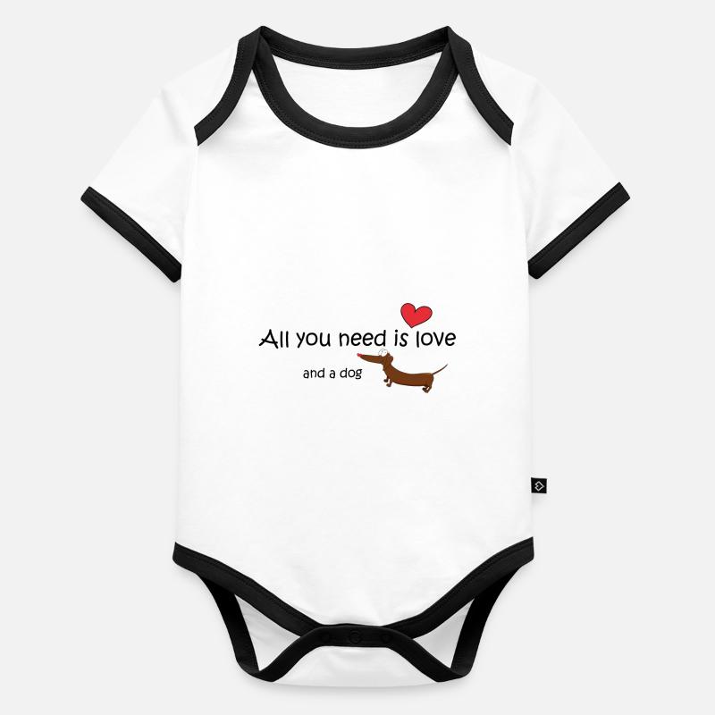 Teckel comique mignon avec dicton Body Bébé bio contrasté manches courtes