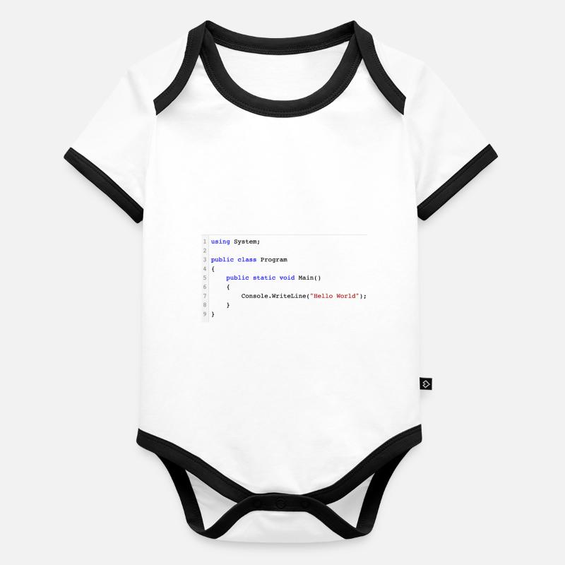 C # .NET Code Hello World Programmer Gift Body Bébé bio contrasté manches courtes