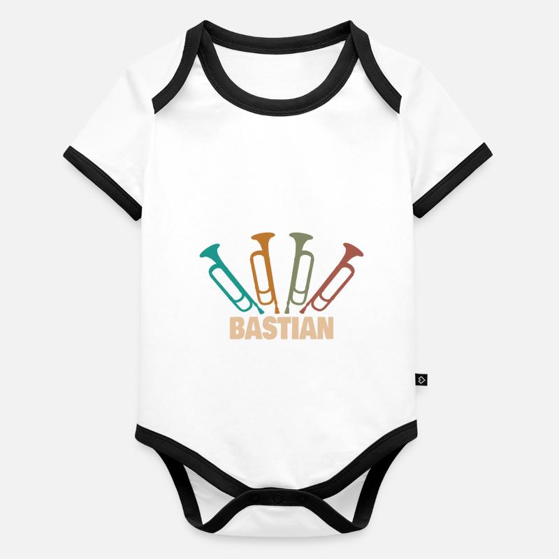 Instrument à vent Bastian Body Bébé bio contrasté manches courtes