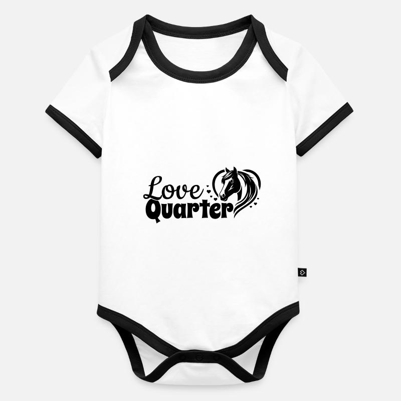 Quarter Love Herz Pferdekopf Baby Bio-Kurzarm-Kontrastbody