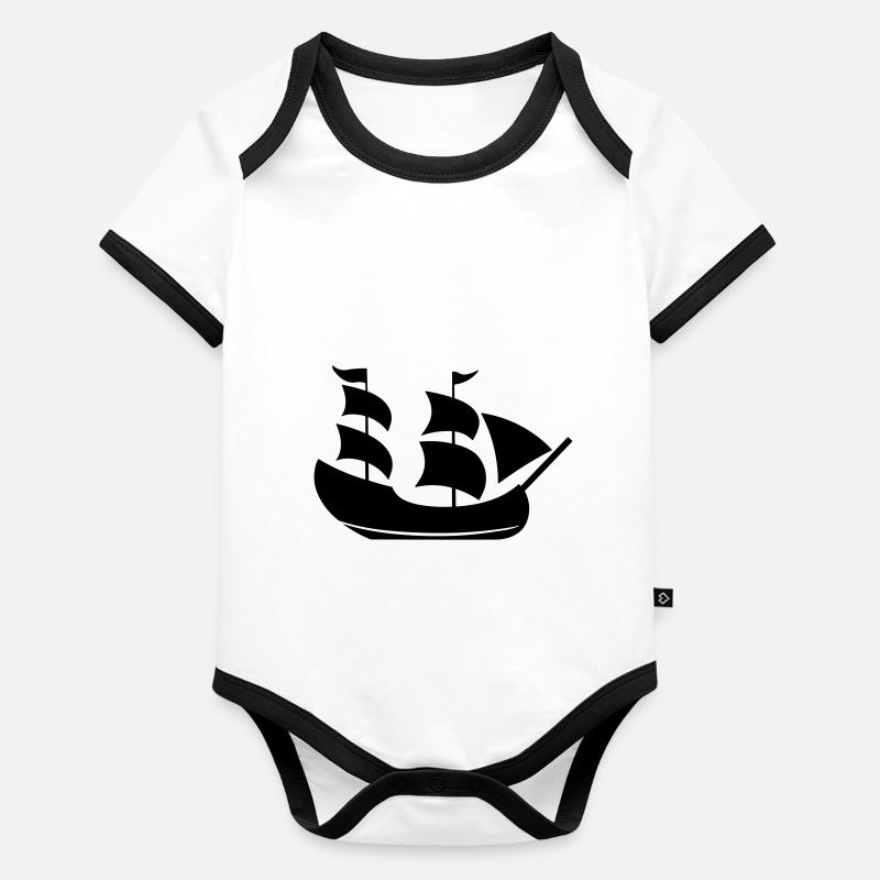 Bateau pirate Body Bébé bio contrasté manches courtes
