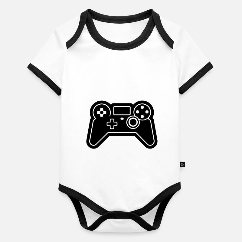 Jeux vidéo manette Body Bébé bio contrasté manches courtes