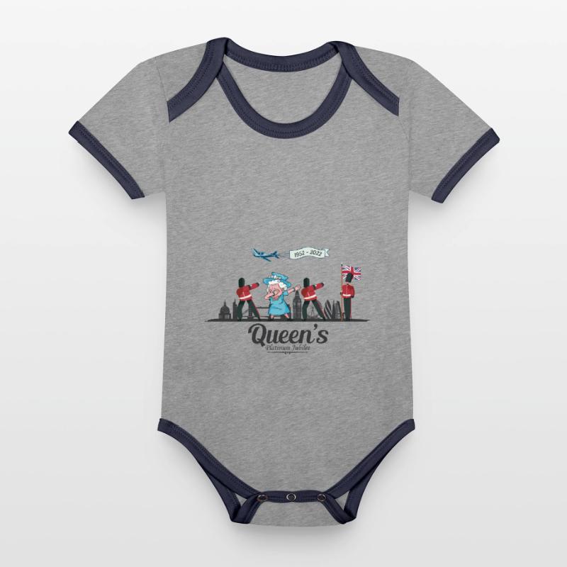 Dabbing British Queen Monarchy Platinum Jubilee Organic Baby Contrasting Bodysuit