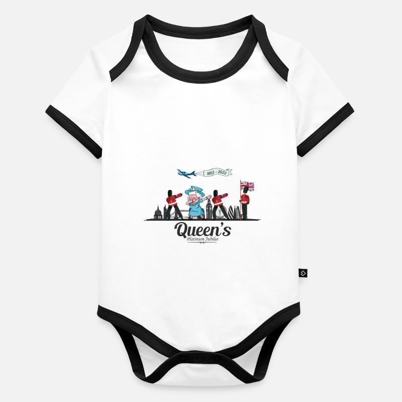 Dabbing British Queen Monarchy Platin-Jubiläum Baby Bio-Kurzarm-Kontrastbody