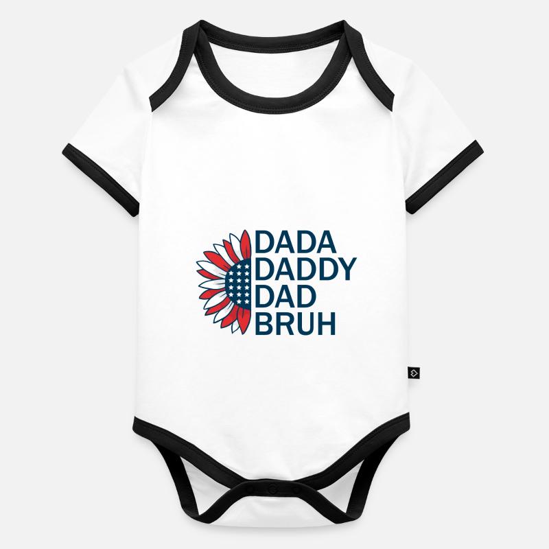 Mens Dada Daddy Dad Bruh Fathers Day Patriotic Organic Baby Contrasting Bodysuit