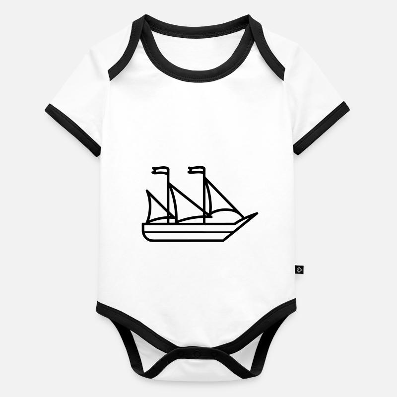 Bateau pirate Body Bébé bio contrasté manches courtes