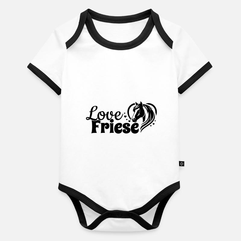 Friese Love Herz Pferdekopf Baby Bio-Kurzarm-Kontrastbody