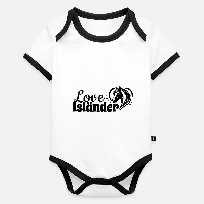 Isländer Love Herz Pferdekopf Baby Bio-Kurzarm-Kontrastbody