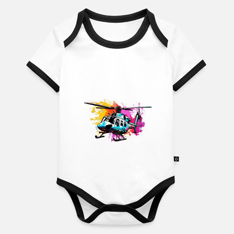 Helikopter / Hubschrauber / fliegen / Luftfahrt Baby Bio-Kurzarm-Kontrastbody