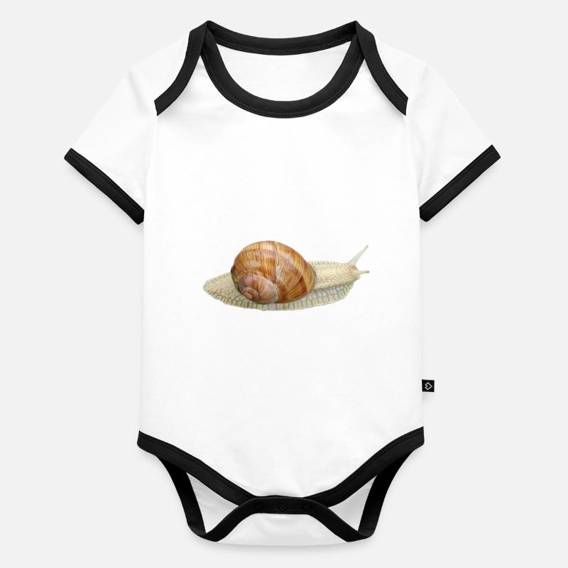 Escargot, escargot de vigne Body Bébé bio contrasté manches courtes