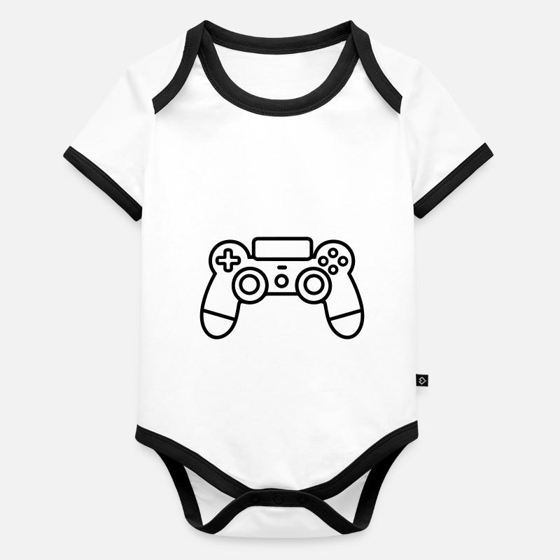 Jeux vidéo manette Body Bébé bio contrasté manches courtes