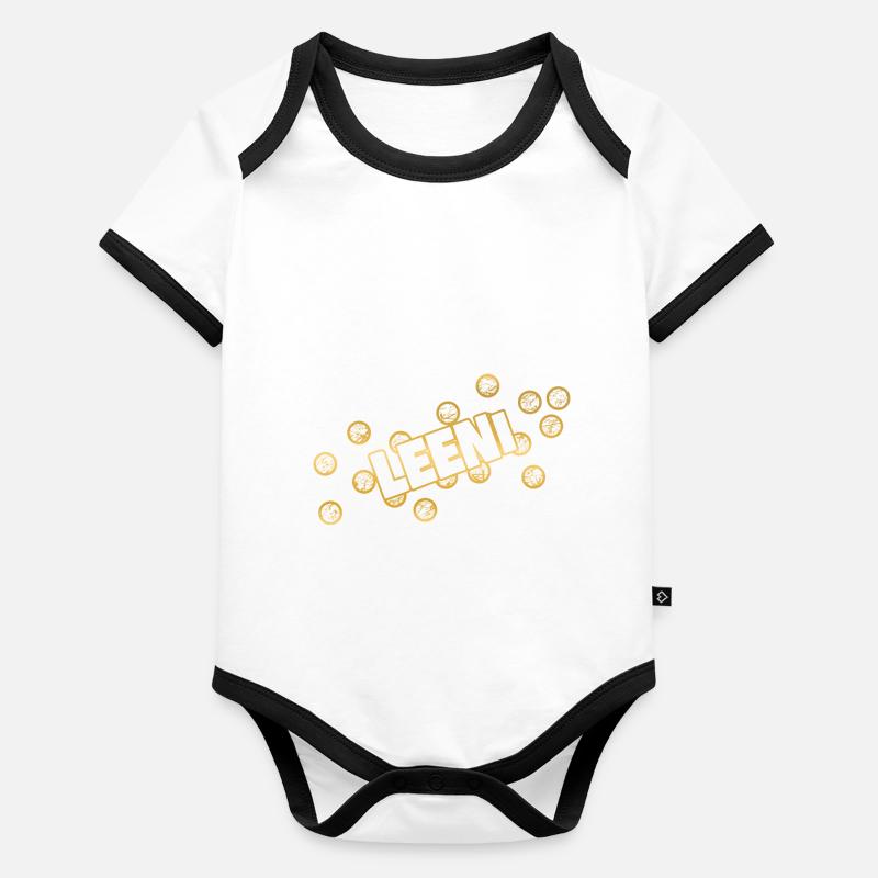 prénom Leeni Body Bébé bio contrasté manches courtes