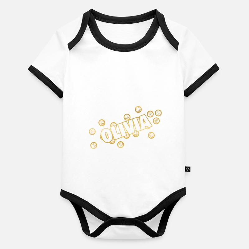 Prénom Olivia Body Bébé bio contrasté manches courtes