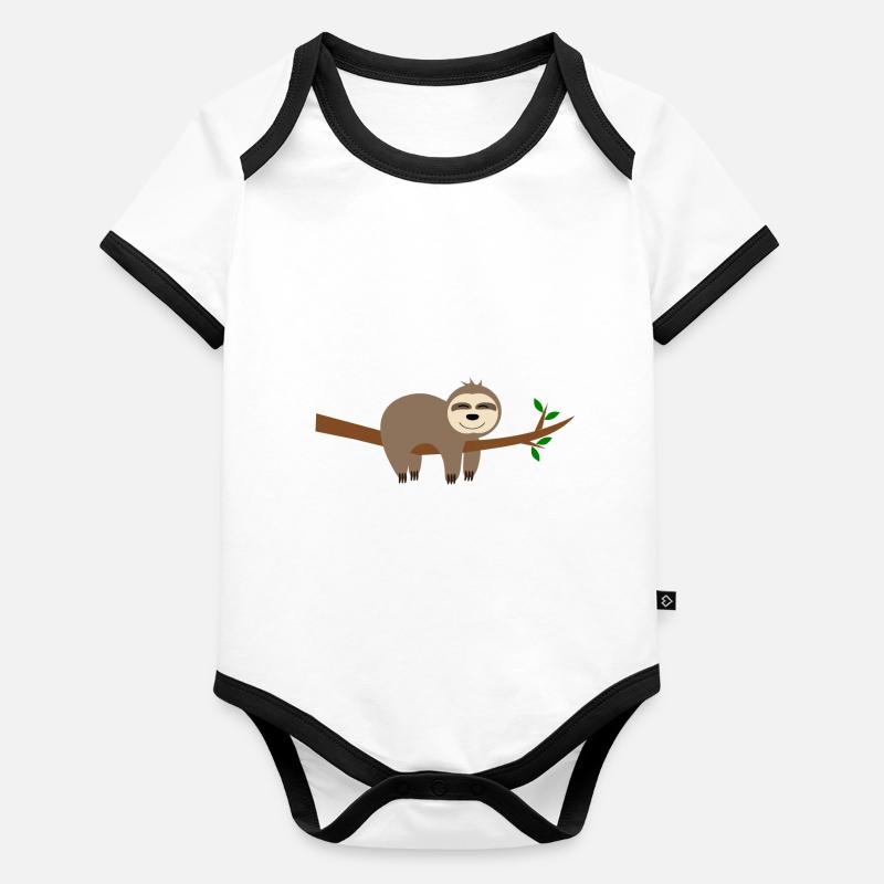 Faultier Baby Bio-Kurzarm-Kontrastbody