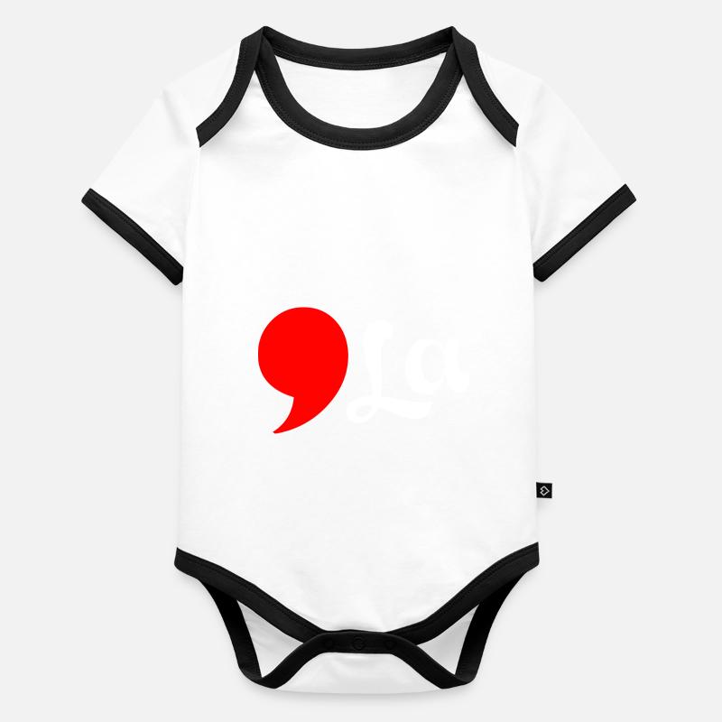 Distressed Comma La Funny Organic Baby Contrasting Bodysuit
