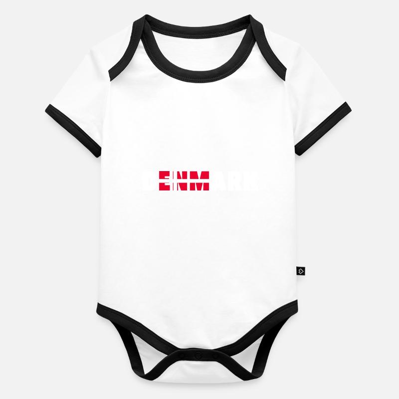 Danemark Drapeau Rømø Fanø Bornholm Body Bébé bio contrasté manches courtes