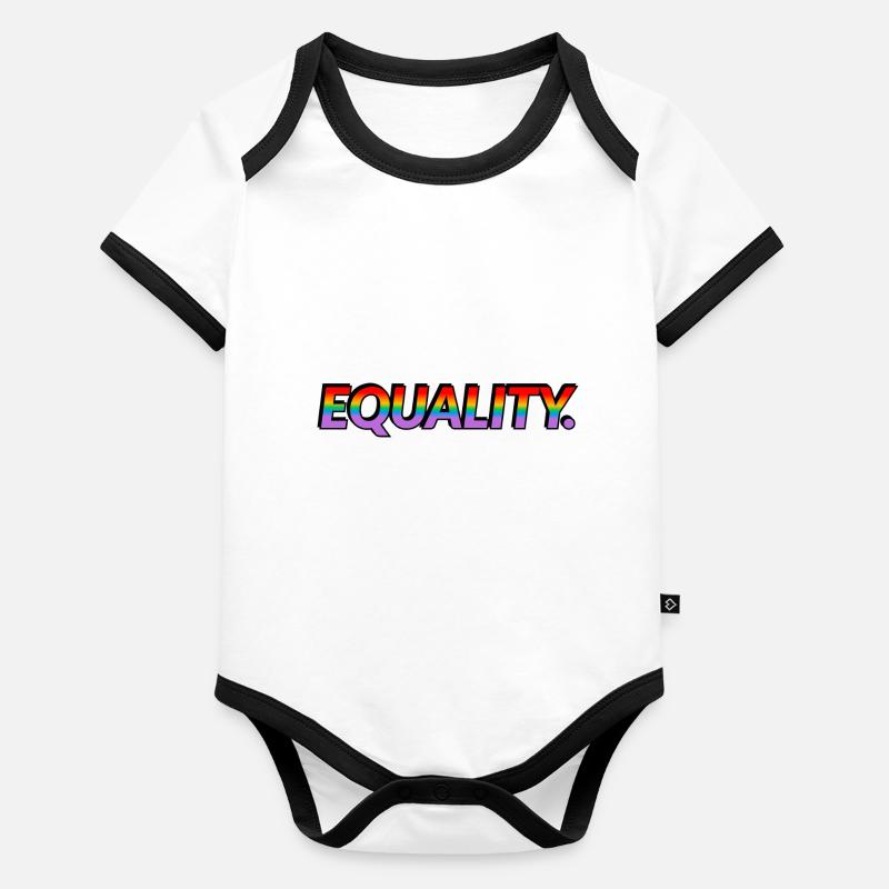 GLEICHBERECHTIGUNG - Regenbogentext - LGBT Pride Monat Baby Bio-Kurzarm-Kontrastbody