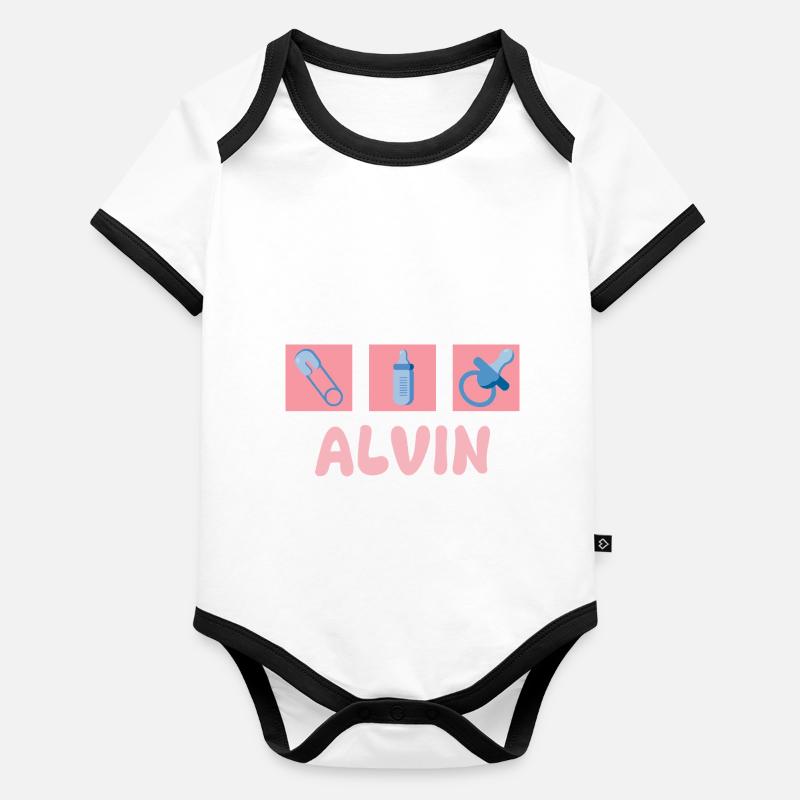 Schnuller Alvin Baby Bio-Kurzarm-Kontrastbody