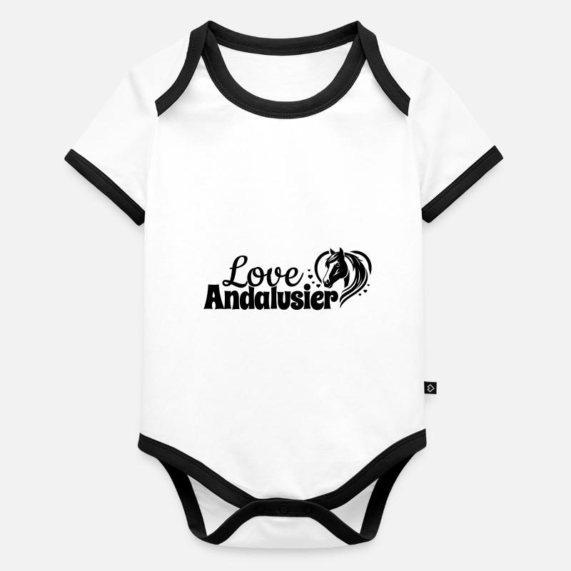 Andalusier Love Herz Pferdekopf Baby Bio-Kurzarm-Kontrastbody