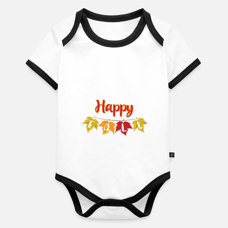 Happy Fall - Herbstlaub Baby Bio-Kurzarm-Kontrastbody