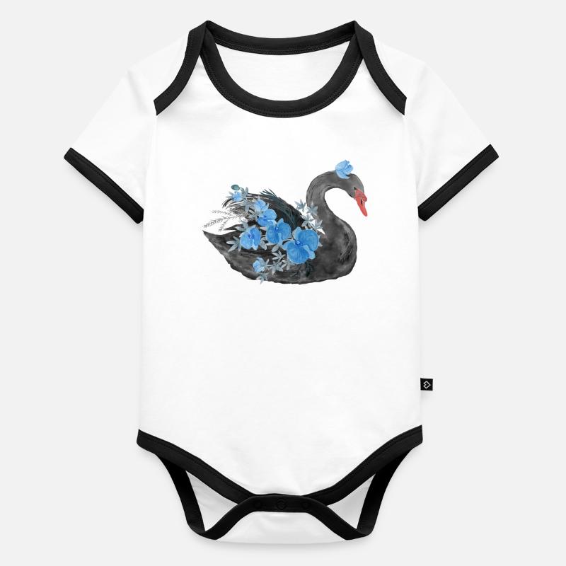 Schwarzer Schwan Baby Bio-Kurzarm-Kontrastbody