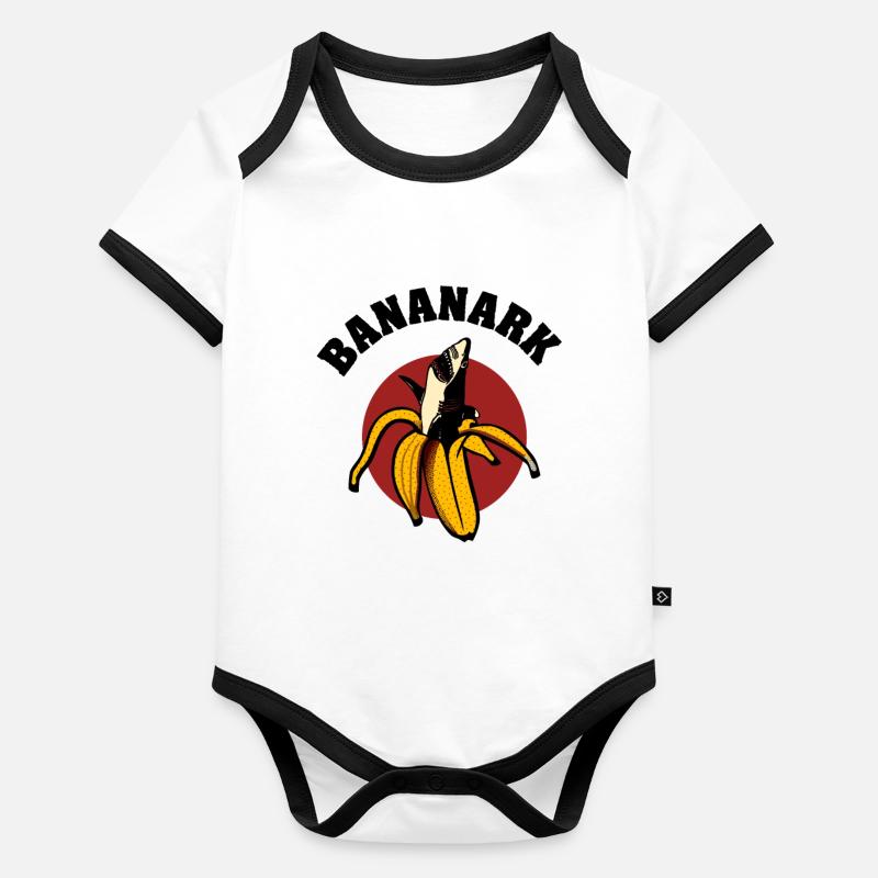 Bananark - Banane - Requin - Requin - Bande Dessinée Body Bébé bio contrasté manches courtes