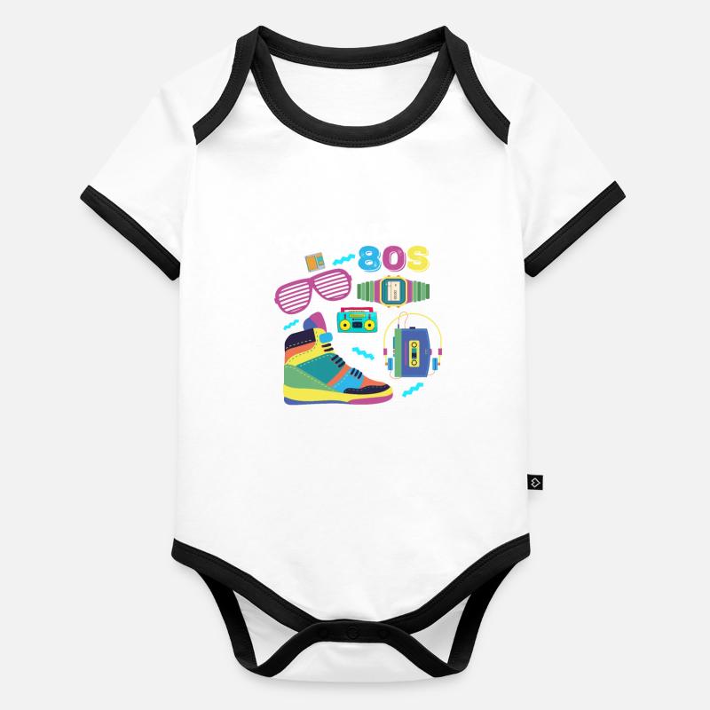 80er Baby Bio-Kurzarm-Kontrastbody