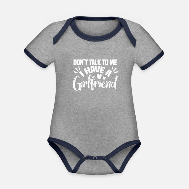 Couples girlfriend relationship partner boyfriend - Organic Baby Contrasting Bodysuit - heather grey/navy