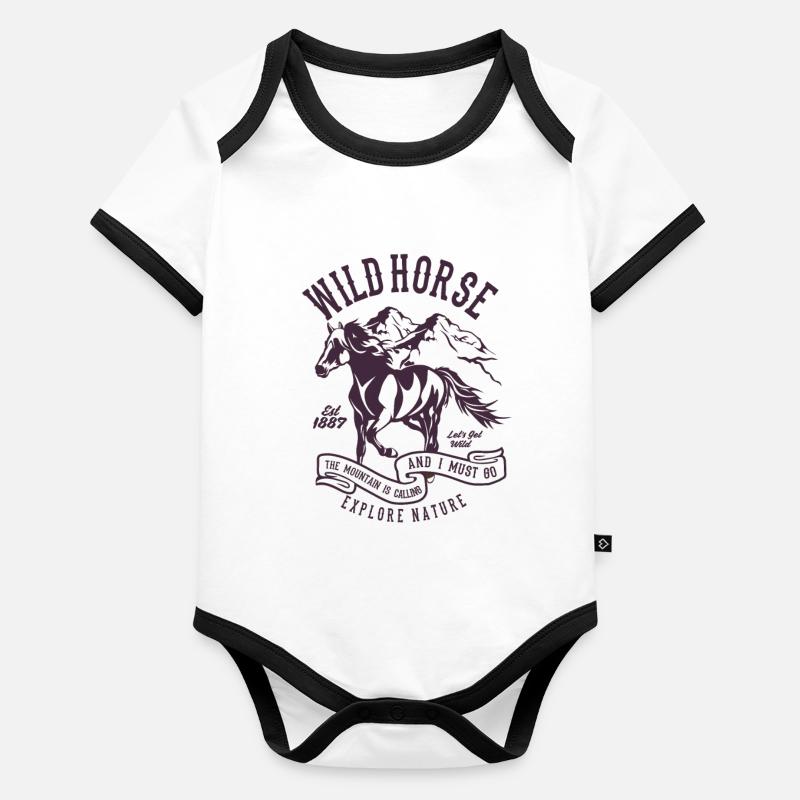Cheval sauvage Body Bébé bio contrasté manches courtes