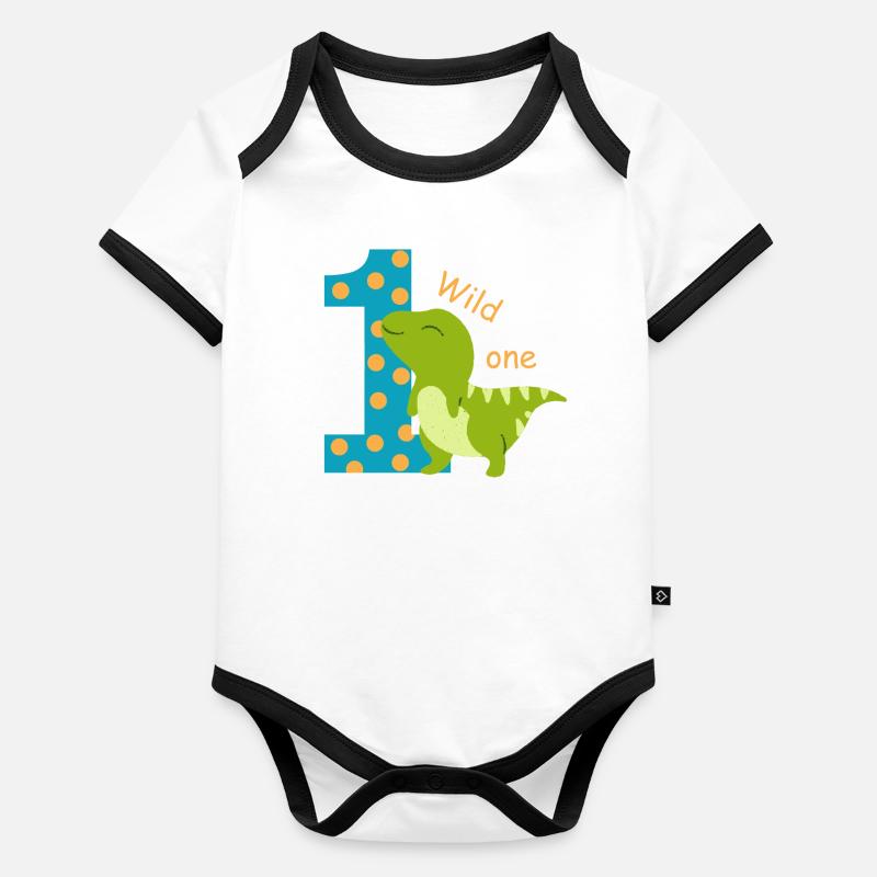 1. Geburtstag. erster Geburtstag Baby Bio-Kurzarm-Kontrastbody