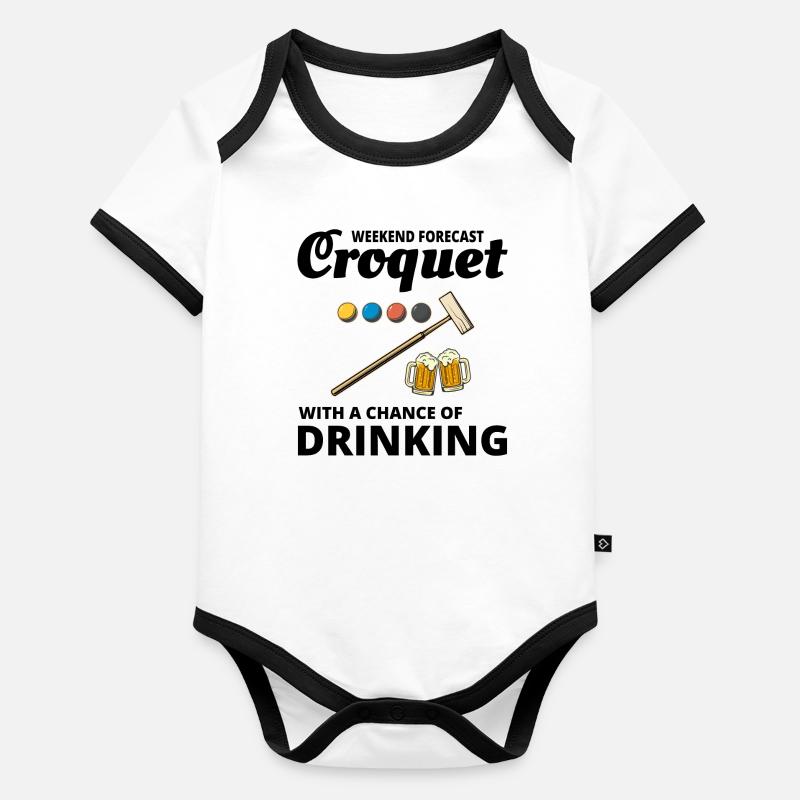 Croquet Players Drinking Drink Funny Organic Baby Contrasting Bodysuit